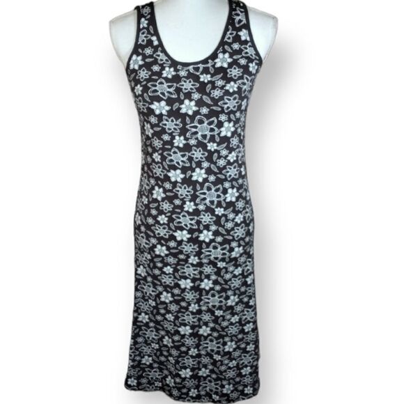 BANANA SHIP BLACK & WHITE FLORAL DRESS SZ.S/M EUC - Picture 1 of 6